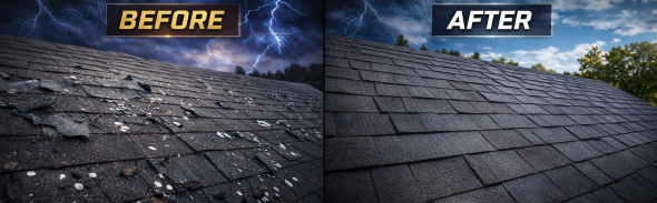 Wind Damage Before and After